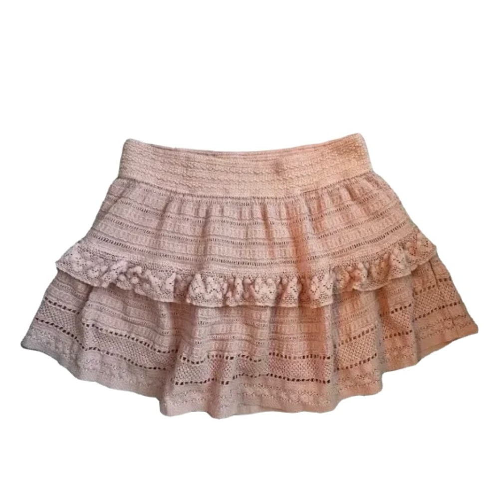Aerie Pink Lace Tiered Skirt
